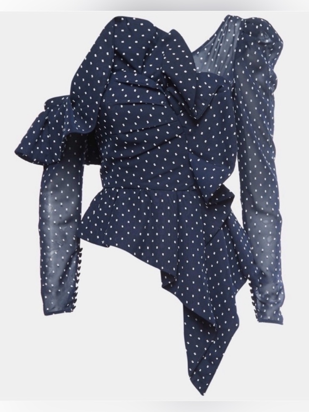 Self-Portrait One-Shoulder Dotted Plumetis Top New Size 4